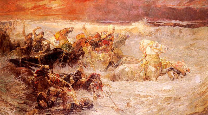 Frederick Arthur Bridgman Pharaoh's army engulfed by the Red Sea